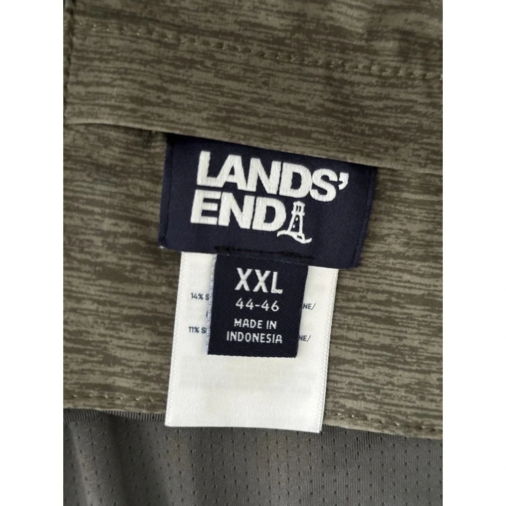 Lands End Men Unlined Hybrid Swim Shorts Green XXL 44‎ 46 Water Repellent Fabric
